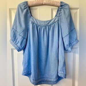 Loft peasant style denim/chambray top.